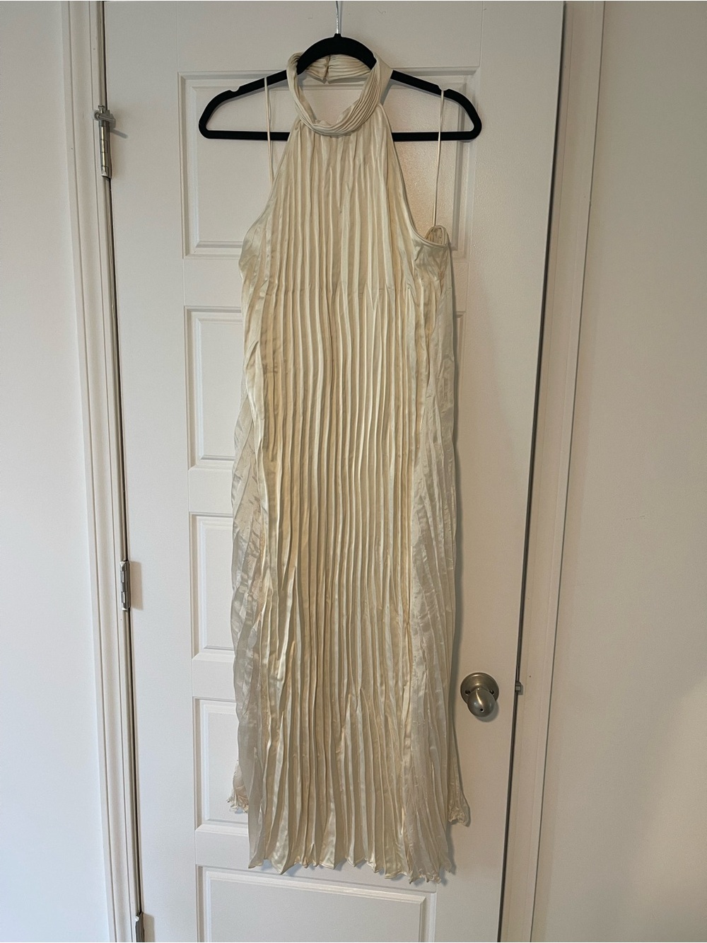Zara Cream Pleated Halter Dress